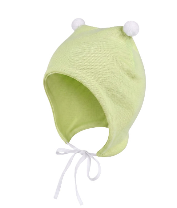 GAJI / Čiapka s bambuľkami obojlíc - pistaciová