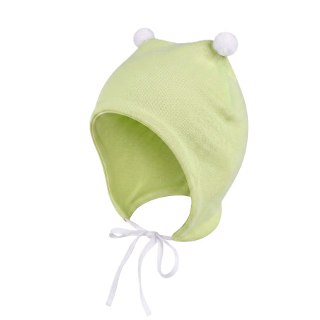 GAJI / Čiapka s bambuľkami obojlíc - pistaciová